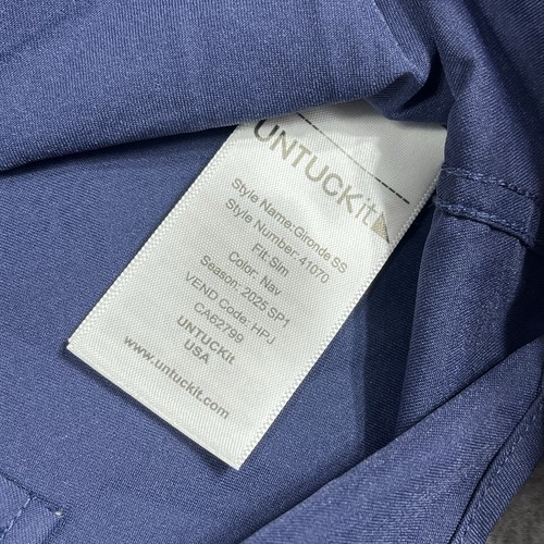 UNTUCKit Shirt Mens L Blue Gironde Performance Stretch Button Up Short Sleeve - Picture 6 of 11