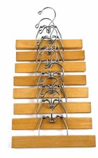 Vintage Lot Of 8 9  SETWELL LIKE Wood Wooden Clamp Clothes Hangers Pants Skirts