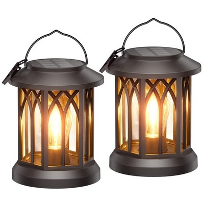 WdtPro Solar Lanterns Outdoor Waterproof, Upgraded Bright 2 PACK, Black