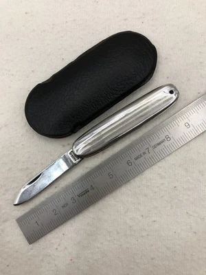 Mini Klappmesser mit Tui , Made in Germany Silber Farbe - Bild 1 von 4
