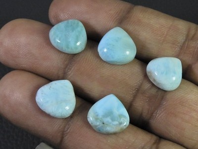 11X11-11X12MM Natural Larimar Pectolite Pear Cabochon Loose Gemstone 5PcsLot
