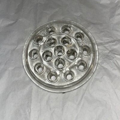 Crystal Glass Flower Frog 5 inches with 16 Holes flowers Pens Marbles Vintage