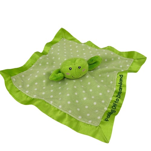Russ Dibbles Frog Lovey Plush Green Polka Dot Padding Off Dreamland Satin Back - Picture 1 of 8