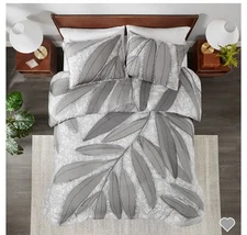 NIP Urban Habitat Gray Cole Jersey Knit Striped Full/Queen Duvet Cover & Shams