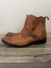 Dsquared2 Brown Vintage Leather Ankle Boots Dress Shoes Buckle Strap 46