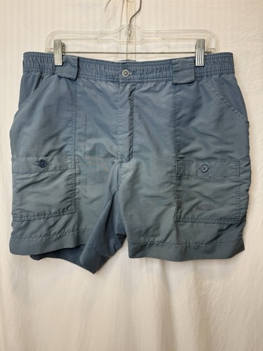 Aftco Bluewater M01 Original Fishing Boating Shorts Blue Size 34 Nylon See Pics
