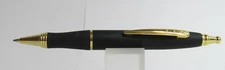 TERZETTI "DOME" Metal Large Heavy Click Top Ballpoint Pen BLACK/GT- Velvet Pouch