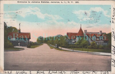 Jamaica Queens LI NY - ENTRANCE TO JAMAICA ESTATES - Postcard