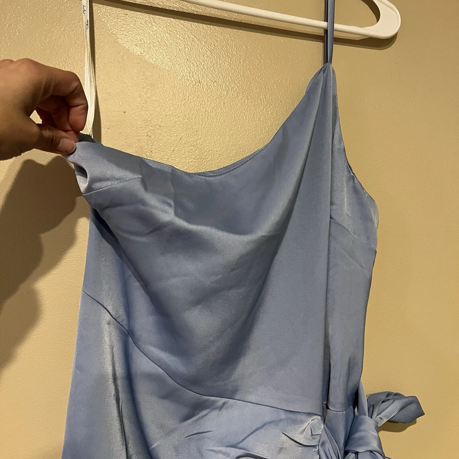 VALENTINO Mini abito monospalla in raso blu chiaro Lulus Meant To Be Together taglia M