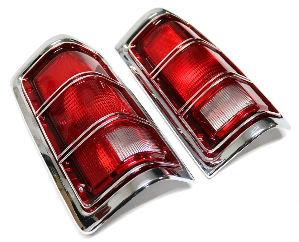 New Chrome Trim Tail Light Pair / For 81-93 Dodge Ram Truck Ramcharger Taillamp - Image 4 of 4