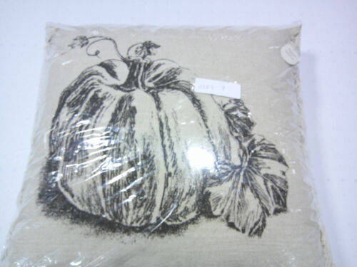 Printed Pumpkin Square Throw Pillow Cotton Linen Blend 20x20 - Picture 3 of 4