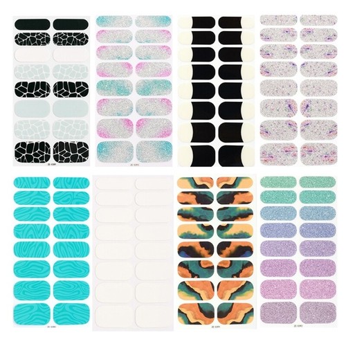 Self Adhesive Semi Cured Gel Nail Stickers Set for UV Lamp Need Full Nail Wraps - Bild 1 von 24