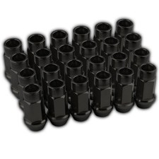24 PC BLACK LUG EXTENDED RACING LUG NUTS FOR TIRES/WHEELS/RIMS 50MM 12X1.25 D