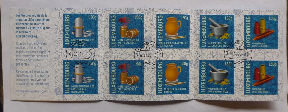 LUXEMBOURG 2020 МЕСТНЫЕ МУЗЕИ БУКЛЕТ 10 FDI C.T.O. МАРКИ - Изображение 2 из 2