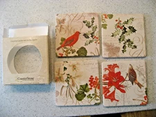 CoasterStone Winter Garden Set of 4 Cork Backed Stone Coasters