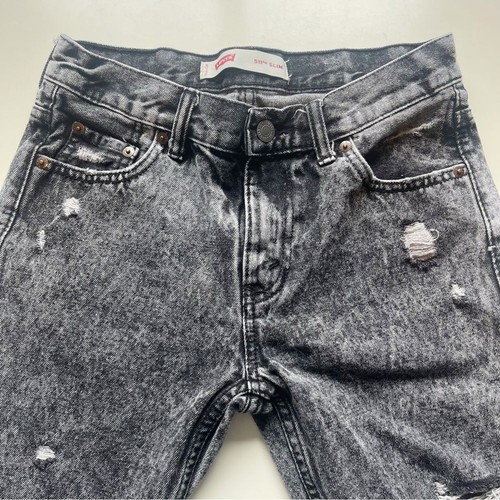 LEVIS Boys Black 511 Slim Distressed Shorts Size 14 - Picture 4 of 8