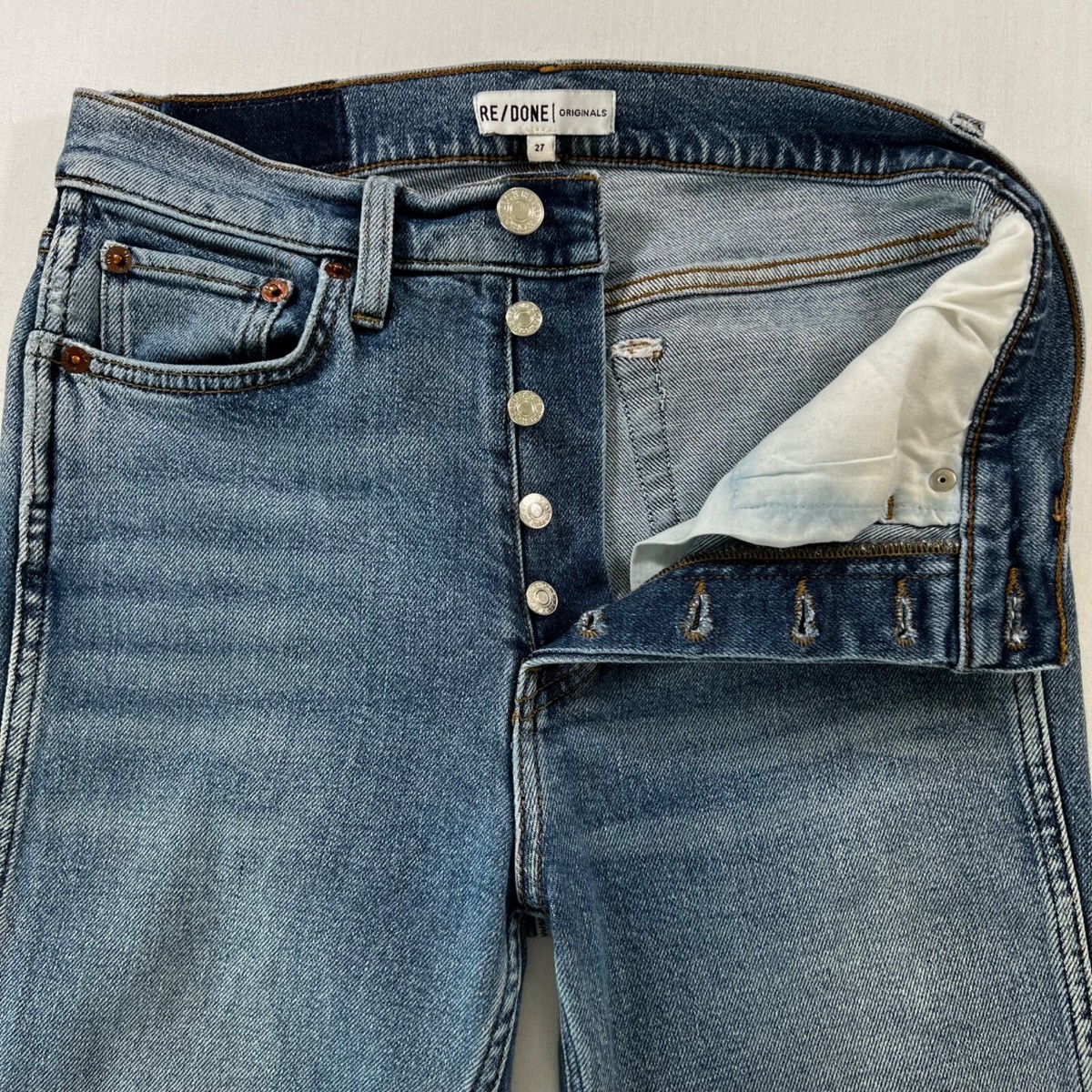 RE/DONE Double Needle Long Straight Jeans in Hazy Indigo Size 27