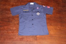 Boy Scouts of America BSA Youth Shirt Blue Medium Glued Patches Short Sleeve