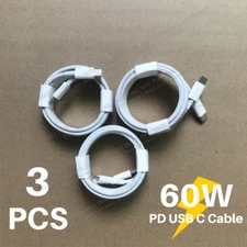 3-PACK 60W USB C to C Cable Fast Charger PD Cord 3/6FT for iPhone 15 16 Samsung