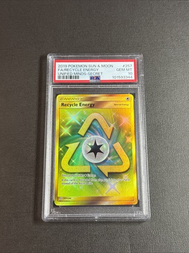 2019 Pokemon Sun & Moon Unified Minds Secret #257 Recycle Energy Full Art PSA 10