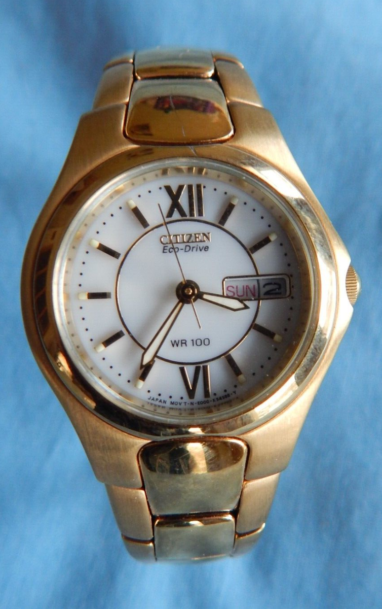 citizen eco-drive WR100 シェル　ソーラー　ダイヤ Citizen Wave Wr100 Black Dial Large Number - Needs Band