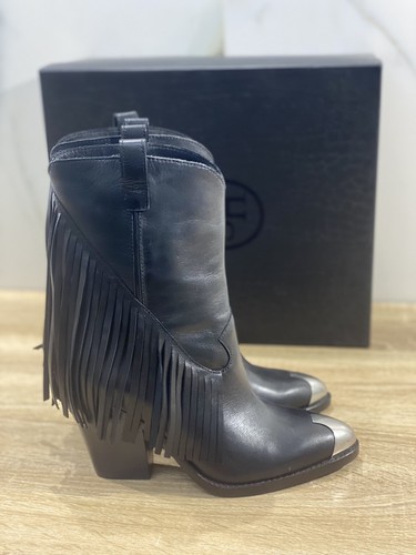 Ash texano Donna elison pelle nera frange casual boot 36 - Foto 5 di 7