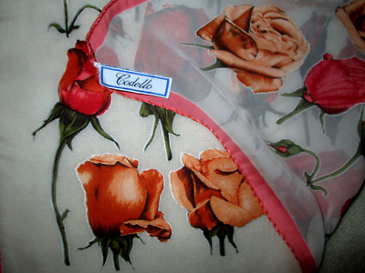 Foulard En Soie Codello Vintage - 52x53 Cm, Bords Vert Anis