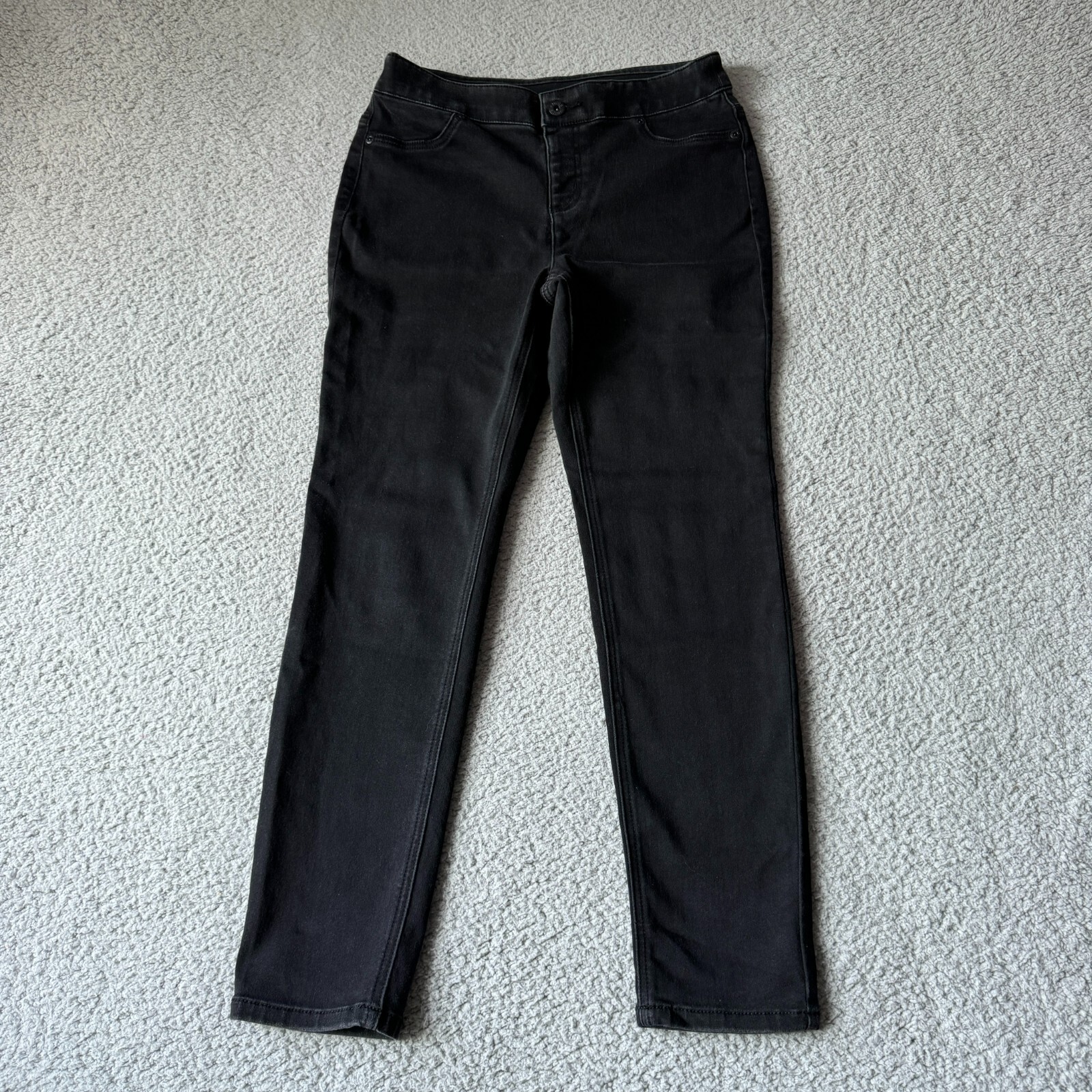 NEW Chico's Jeans Womens 0 Short (29X27.8) Black Denim Stretch Straight Work