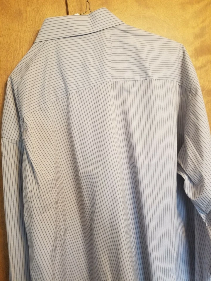 Crazy Horse 100% Algodón Hombre Manga Larga Camisa de Vestir Azul con Rayas 17 36/37  Foto 3 de 3