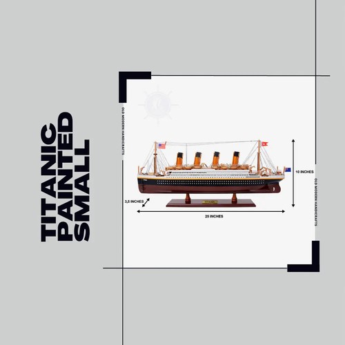 Titanic bemalt klein | Vintage Schiffsmodell mit mehreren Lebensbooten & Davits - Bild 15 von 17