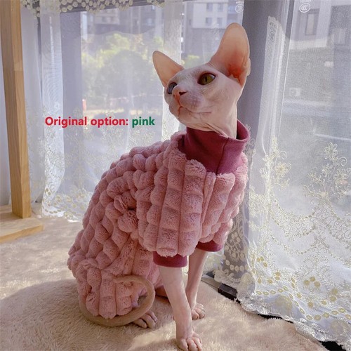 Warm Cat Turtleneck Sweater Hairless Cat Clothes Winter Coat Thickening Fleece - Picture 9 of 23