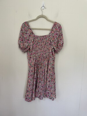 Old Navy Short Sleeve Fit & Flare Dress Sweetheart Neck Pink Ditzy Floral ~  Sz M | eBay