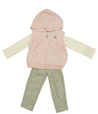 Carter's 3 Pcs Set Plush Microfleece Hooded Vest Baby Girls 18M