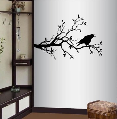 Vinyl Decal Raven Bird on Tree Branch Birds Bedroom Living Room Wall ...