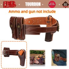 Tourbon Leather Cowboy Holster Handgun Carry Pistol Revolver Rig Belt Mag Pouch