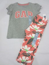 BABY GAP Gray Orange Logo Top Tropical Leggins Outfit 18-24m, 2T