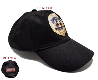 Badge Security Cap - Adjustable Metallic Look Stitch effect Unstructured Black