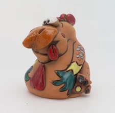 Clay Art Chicken Figural Coin Money Bank  Hand painted Baltic States 5.5" High