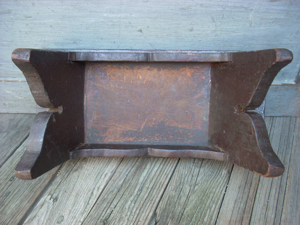 Antique Primitive Wood Cricket Bench Stool AAFA Folk Art Engraved 1902 ...