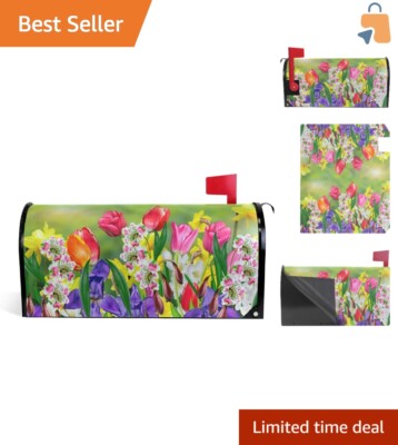 Reusable Waterproof Spring Flowers Mailbox Cover for Seasonal Decor 25.5''x20.8''
