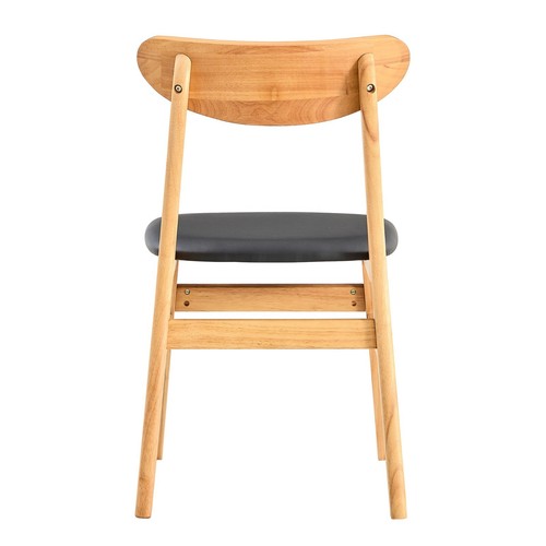Stylish and durable solid wood dining chairs,curved back,PU cushion,set of 2 - Picture 10 of 24