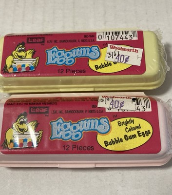 VINTAGE 1987 Leaf  2 Boxes JELLY BEAN EGGUMS Bubble Gum Eggs 12 Pieces-NOS