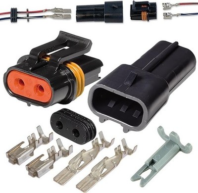 2 Pin Metri-Pack Waterproof Connector 10-12Awg Terminals and Seals 46Amp (10-12