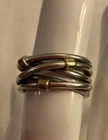Pandora Cable Wrap Crossover Ring Sterling and 14K Gold Size 56;7-1/2 Vintage