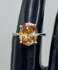 Sterling Silver 925 Gold Plated  Gorgeous CITRINE Gemstone Ring Sz 6.5