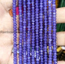 Faceted Blue Sapphire Rondelle Beads Necklace: 4mm, Sterling Silver
