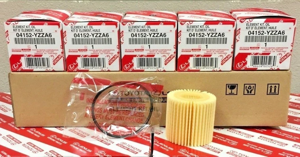 TOYOTA COROLLA PRIUS SCION IM XD OIL FILTER SET OF 5 GENUINE OEM 04152-YZZA6 USA - Image 2 of 3