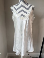 Oscar De La Renta Large White Satin Lace Chemise Slip Nightgown Bridal Lingerie