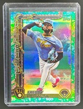 Freddy Peralta 2025 Topps Holiday #H99 Green Snow SP /10