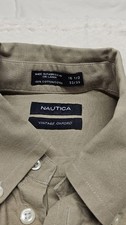 NAUTICA MENS 100 COTTON SHIRT-15.5 BUTTON COLLAR 32/33 SLEEVE-BEIGE-NO WRINKLE